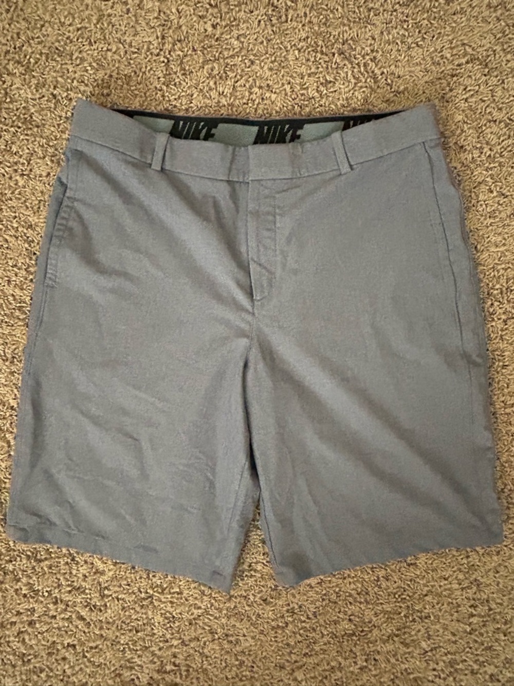 Nike Men's Light Blue Gray Dri-Fit Flat-Front Golf Shorts size 34